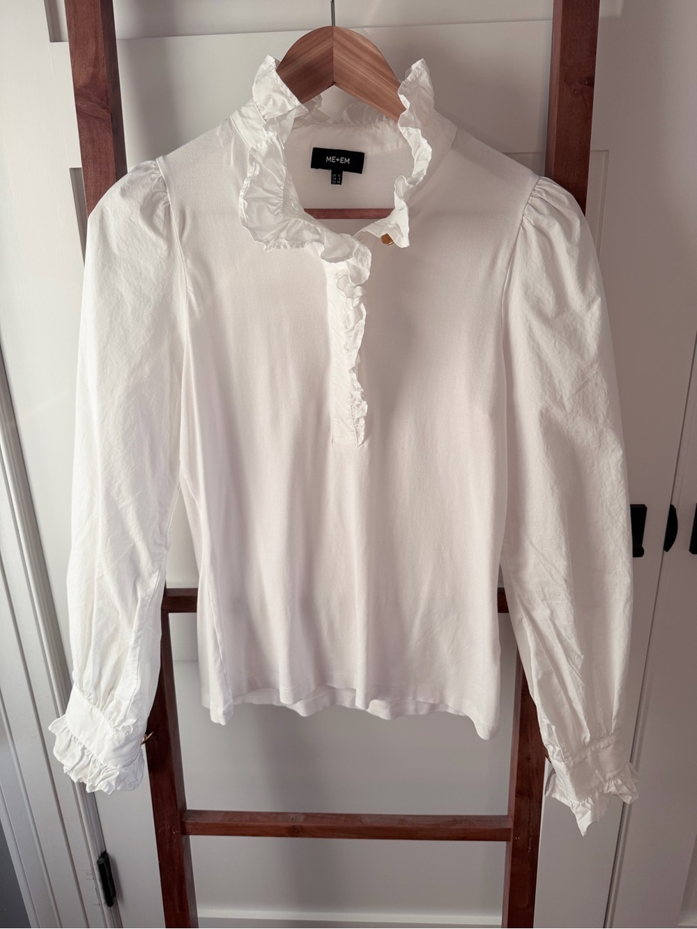 ME+EM White Ruffle-Collar Long Sleeve Blouse
